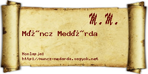 Müncz Medárda névjegykártya